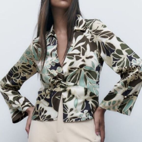 NWT Zara Tropical Print Top - Picture 2 of 15